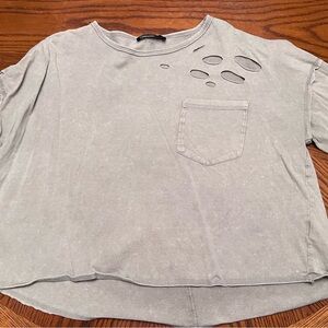Gray Distressed Women's Top